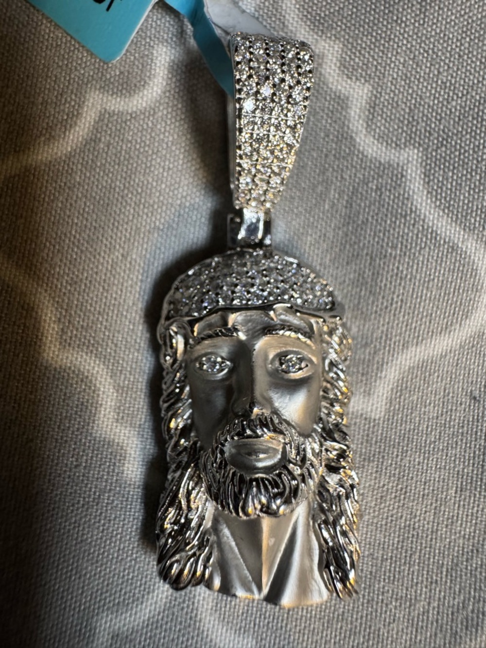 925 Italian sterling silver and moisonite Jesus pendant stamped and tested new!